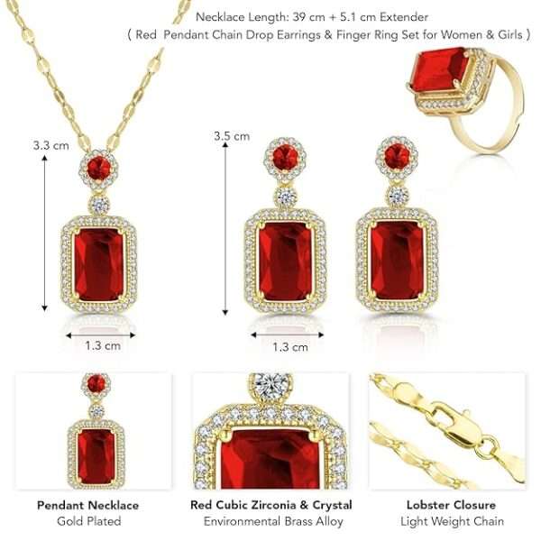 Premium Glass Stone Majesty Pendant Set - Image 4