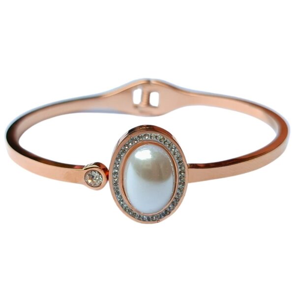 Stainless Steel Anti Tarnish Pearl, Zircon Gold-plated Bracelet
