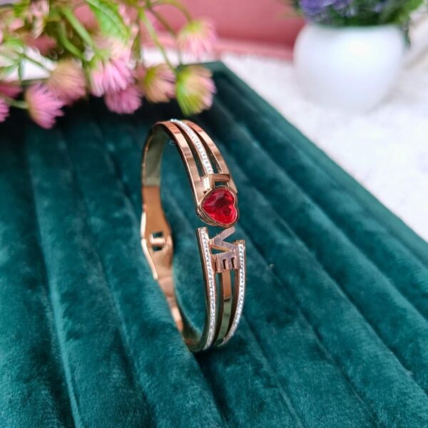 Stainless Steel Anti Tarnish Red Heart Style Gold-plated Bracelet - Image 2