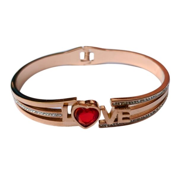 Stainless Steel Anti Tarnish Red Heart Style Gold-plated Bracelet
