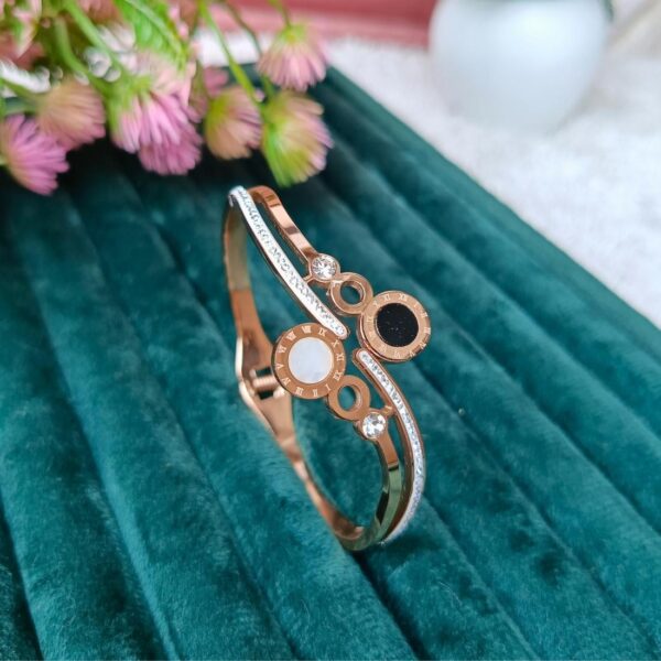 Stainless Steel Anti Tarnish Mother of Pearl, Zircon Gold-plated Bracelet - Image 2