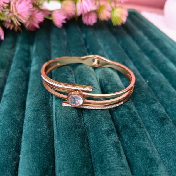 Stainless Steel Anti Tarnish white stone Gold-plated Bracelet - Image 2