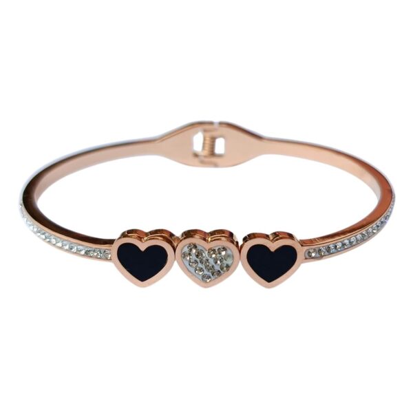 Stainless Steel Anti Tarnish Heart style Zircon Gold-plated Bracelet