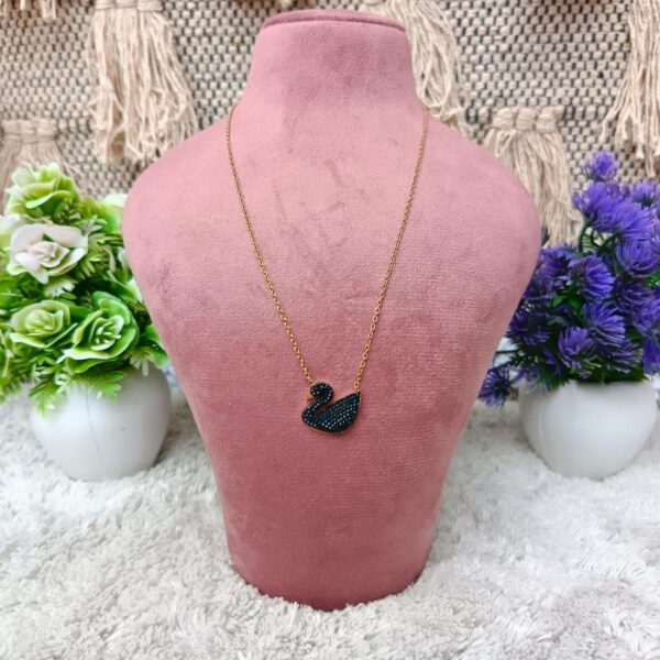 Midnight Swan Elegance Stainless Steel Anti Tarnish Pendant Chain - Image 2