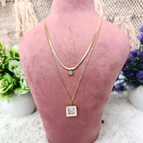 Celestial Charm Double Layer Stainless Steel Anti Tarnish Pendant Chain - Image 2