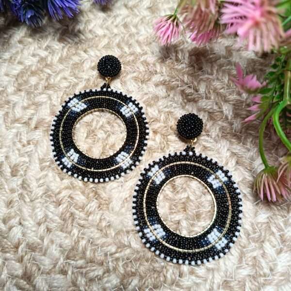 Mystic Maze Beaded Hoops Handmade Earrings