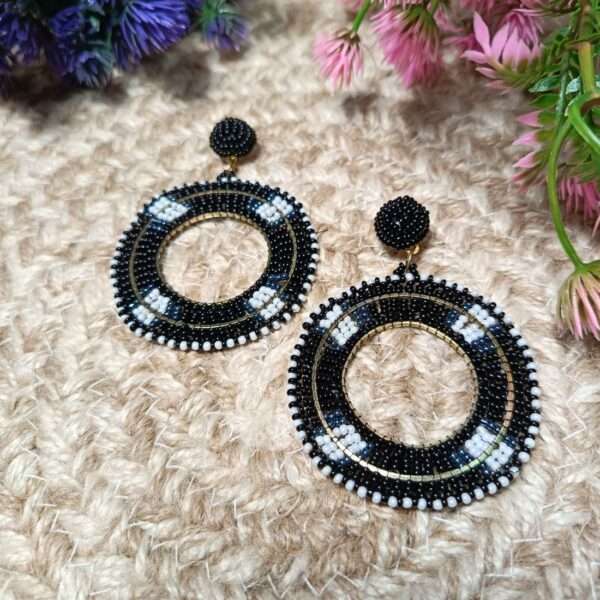 Mystic Maze Beaded Hoops Handmade Earrings - Image 2