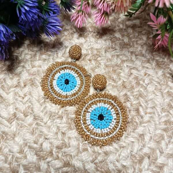 Azure Charm Beaded Hoops Handmade Earrings