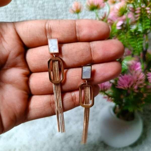 Eclipse Stainless Steel Anti Tarnish Dangle Earrings - Image 2