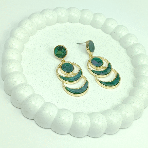 Emerald Orbit Drop Earrings - Image 2