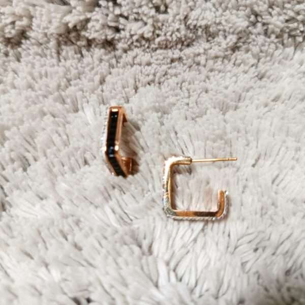 Glam Grid Stainless Steel Anti Tarnish Hoops Earrings - Image 2