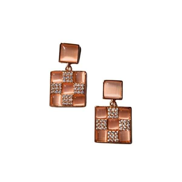 Golden Chess Chic Stainless Steel Anti Tarnish Earrings