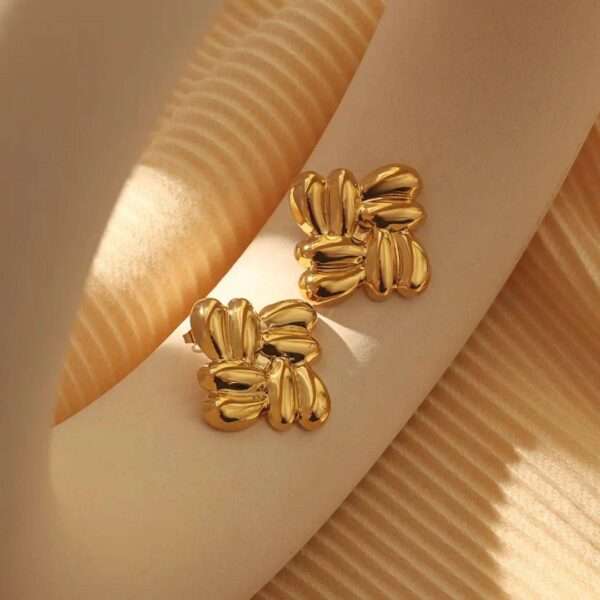 Golden Petal Burst Stainless Steel Studs - Image 2