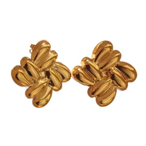 Golden Petal Burst Stainless Steel Studs