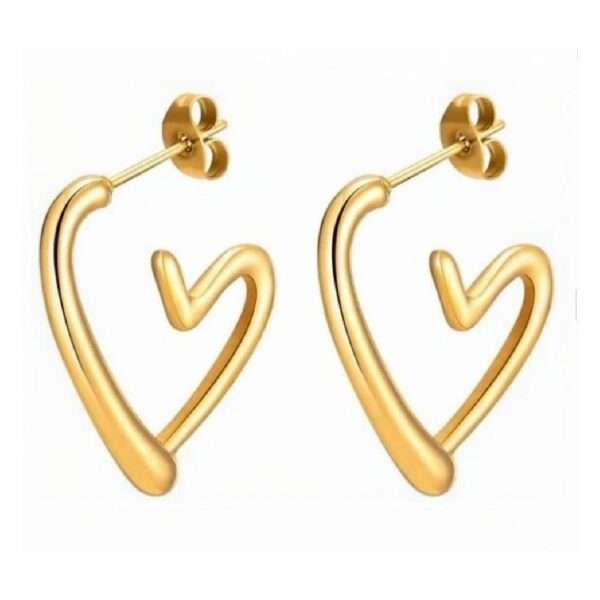 Golden Prism Heart Stainless Steel Hoops