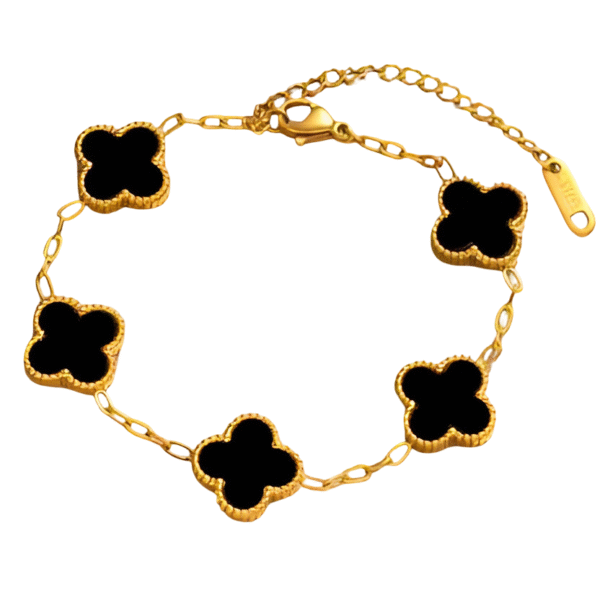 Midnight Clover Charm Bracelet
