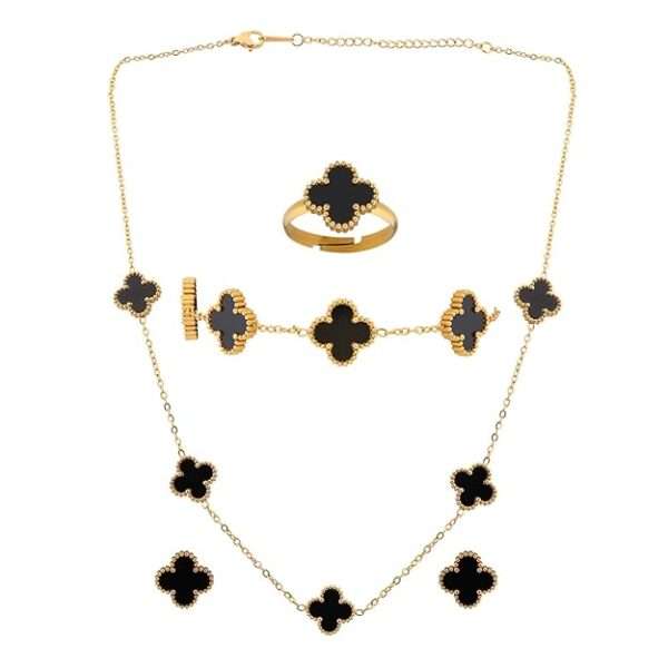 Mystic Clover Midnight Gold Pendant Set