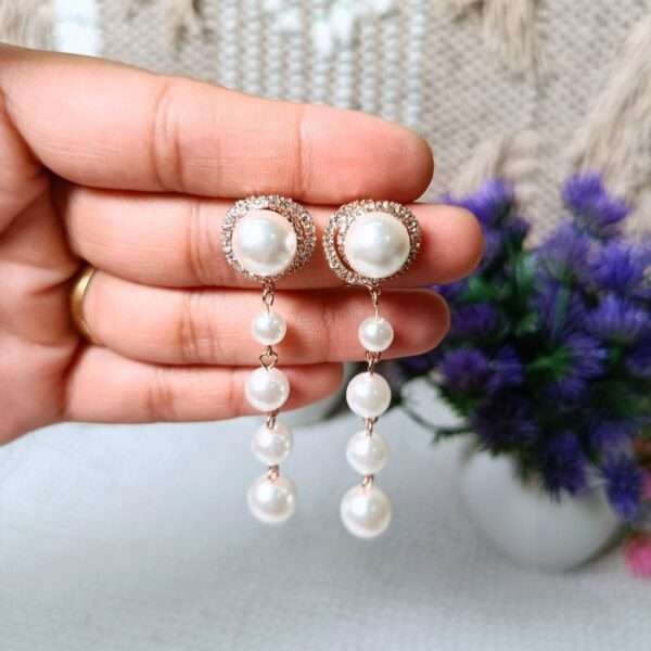 Pearl Trail Stainless Steel Anti Tarnish Earrings - Image 2