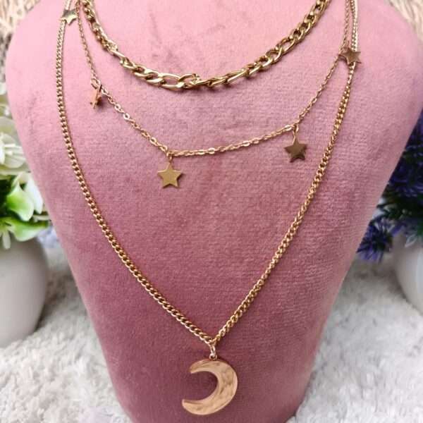 Premium Look Three Layred Stainless Steel Anti Tarnish Chain - Image 2