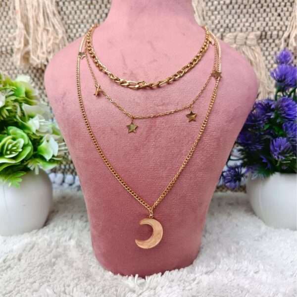 Premium Look Three Layred Stainless Steel Anti Tarnish Chain