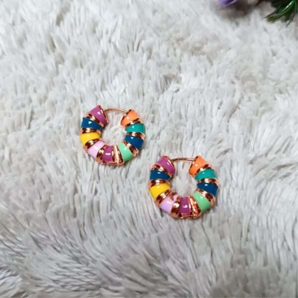 Rainbow Stainless Steel Anti Tarnish Hoops Earrings - Image 2