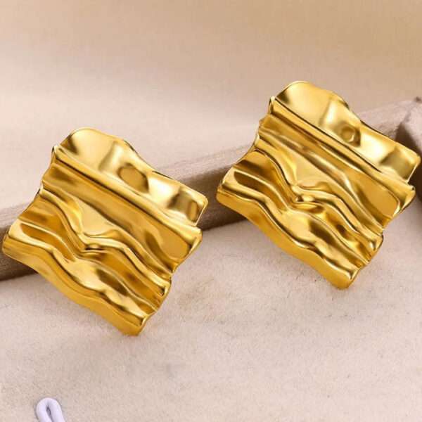 Sculpted Gold Drift Stainless Steel Studs - Image 2