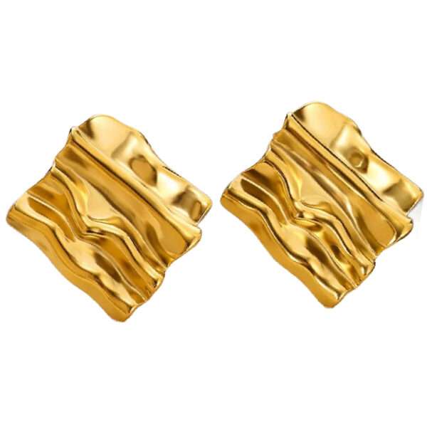Sculpted Gold Drift Stainless Steel Studs