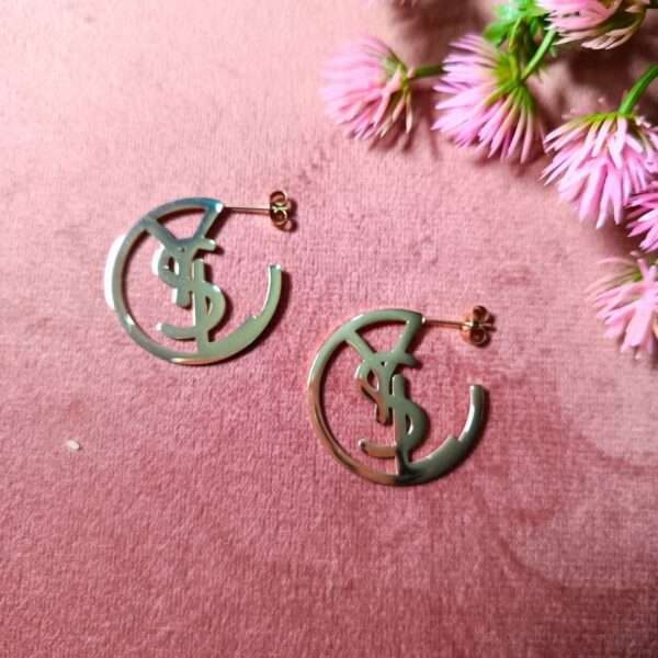 Signature Stainless Steel Anti Tarnish Hoop Earrings - Image 2