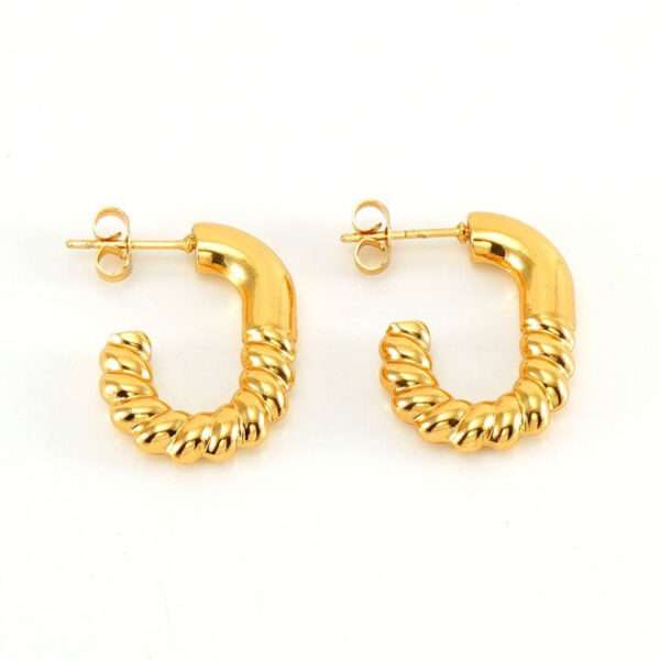 Twisted Gleam Stainless Steel Hoops - Image 4