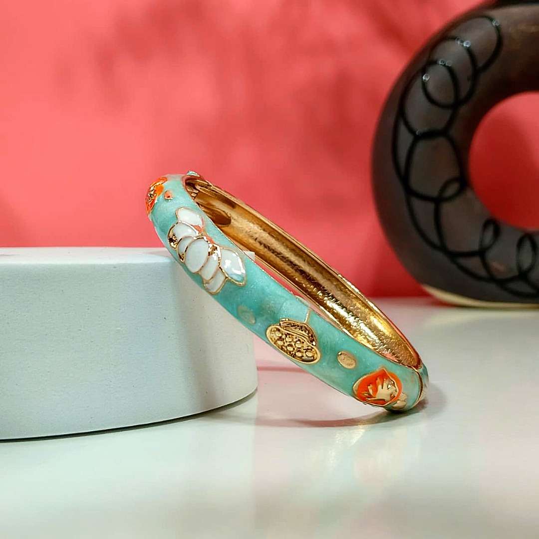Womens Colorful Sleek Enamel Bangle (Meena Kaari Collection) Bracelet - Image 2