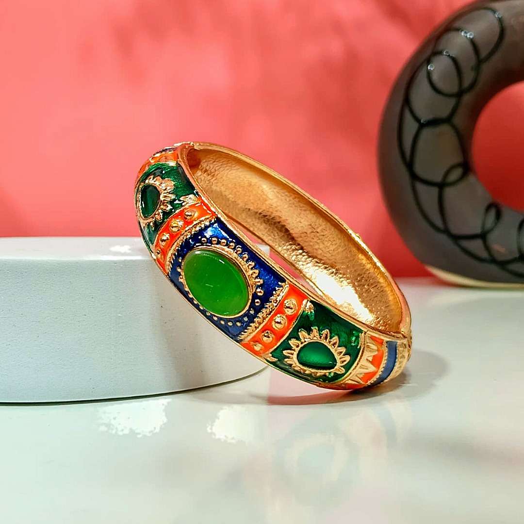 Womens Colorful Brode Enamel Bangle (Meena Kaari Collection) Bracelet - Image 2