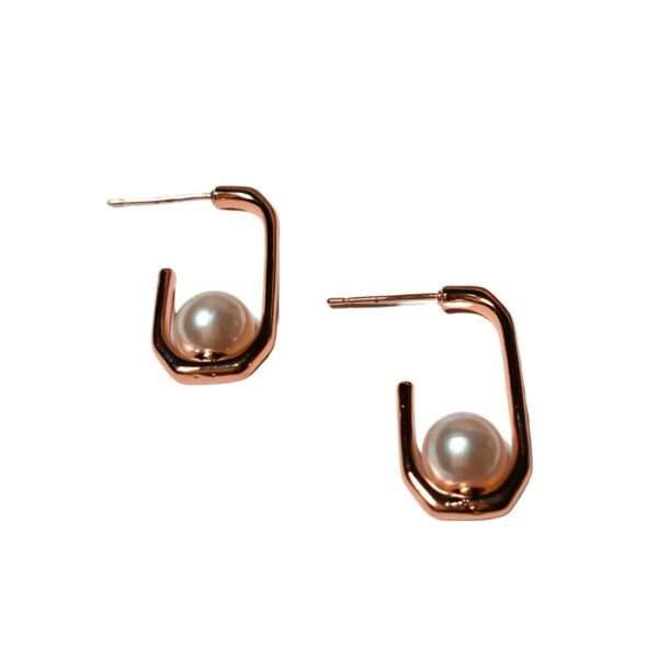 Pearl Prism Stainless Steel Anti Tarnish Hoops Earrings